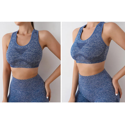 Seamless Women Yoga Set - Dark Electric Blue